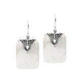 AE-1183-MOP Sterling Silver Square Shape Earring With Mother Of Pearl Jewelry Bali Designs Inc